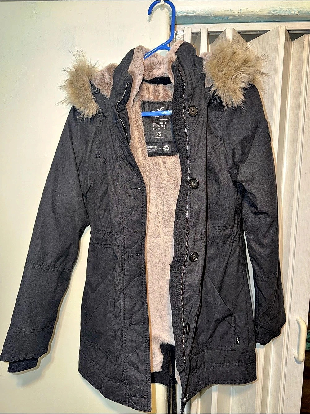 Hollister Heritage Collection Faux Fur-Lined Parka Black & Brown XS